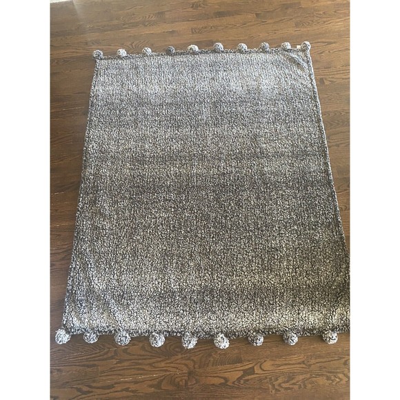 Pottery Barn Bedding Pottery Barn Blanket 5 X 60 Inch Wooly Throw With Ball Fringe Edge Soft
